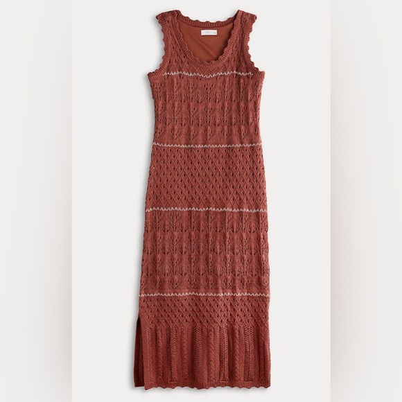 Sleeveless Crochet Midi Knit Dress. Burnt Orange Size XL Indie, Boho (NWT) - Picture 2 of 7